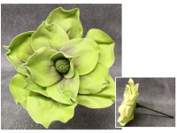 Kwiat piankowy MAGNOLIA wys. 30 (kwiat 30 cm) ZIELONY CIEMNY Z FIOLETOWYM CIENIOWANIEM