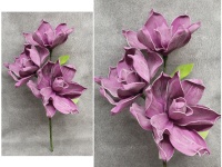 Kwiat piankowy MAGNOLIA wys. 80 cm (3 kwiaty 30-38 cm) FIOLETOWY CIEMNY