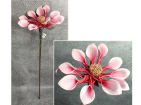 Kwiat piankowy MAGNOLIA zawinięte płatki wys. 76 cm (kwiat 28x14 cm) RÓŻOWY