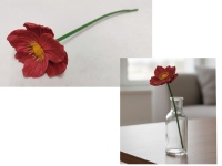 Kwiat pojedynczy MAK POLNY piankowy wys. 28 cm (kwiat 7x2,5 cm) BORDOWY