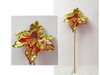 Kwiat pojedynczy POINSECJA Gwiazda Betlejemska wys. 49 cm (główka plastikowa 20x4 cm) CZERWONO ZŁOTA