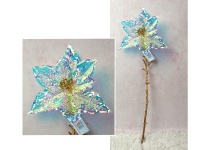 Kwiat pojedynczy POINSECJA Gwiazda Betlejemska wys. 49 cm (główka plastikowa 20x4 cm) HOLOGRAFICZNA