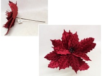 Kwiat pojedynczy POINSECJA welurowa Gwiazda Betlejemska wys. 45 cm (kwiat 42x12 cm) BORDOWA