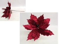 Kwiat pojedynczy POINSECJA welurowa, Gwiazda Betlejemska wys. 43 cm (kwiat 38x14 cm) BORDOWA
