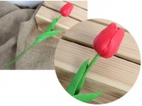 Kwiat pojedynczy TULIPAN piankowy wys. 34 cm (kwiat 4,5x3,5 cm) CZERWONY