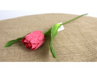 Kwiat pojedynczy TULIPAN wys. 51 cm (kwiat 6x4,5 cm, gumowy liść) RÓŻOWY ciemny marmurkowy