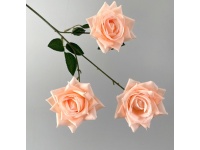Kwiat RÓŻA 3 kwiaty (10  cm) łodyga 65 cm BRZOSKWINIOWA