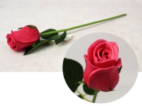 Kwiat RÓŻA piankowa wys. 34 cm (kwiat 5,5x5 cm) ciemno RÓŻOWA