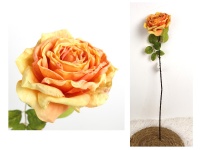 Kwiat RÓŻA pojedyncza, zasuszona wys. 66 cm (kwiat 13x5 cm) POMARAŃCZOWA