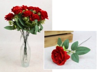 Kwiat RÓŻA wys. 36 cm na piku (kwiat 6x3,5 cm) CZERWONA - 1 szt