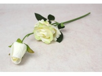 Kwiat RÓŻA wys. 44 cm (kwiat 7x6 cm + pąk) ŚMIETANOWA