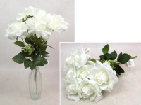 Kwiat RÓŻA wys. 48 cm, 7 łodyg (7 kwiatów 12x6 cm) BIAŁA