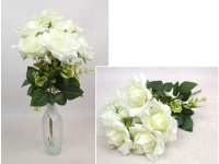 Kwiat RÓŻA wys. 48 cm, 7 łodyg (7 kwiatów 12x6 cm) ŚMIETANOWA