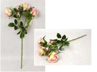 Kwiat RÓŻA wys. 49 cm (3 kwiaty 7x5 cm + 2 pąki) RÓŻOWA