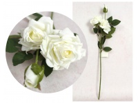 Kwiat RÓŻA wys. 52 cm (2 kwiaty 9 cm + 1 pąk) BIAŁA