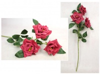 Kwiat RÓŻA wys. 55 cm (3 główki 7-9 cm) - CZERWONY