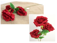 Kwiat RÓŻA wys. 67 cm (3 kwiaty 10x4 cm) CZERWONA