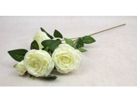 Kwiat RÓŻA wys. 67 cm, 4 ramiona (3 kwiaty 9x5 cm + pąk) ŚMIETANOWA