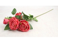 Kwiat RÓŻA wys. 67 cm, 4 ramiona (3 kwiaty 9x5 cm + pąk) RÓŻOWA