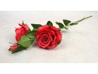 Kwiat RÓŻA wys. 70 cm, 3 ramiona (kwiat 12x7 cm + pąk) RÓŻOWA