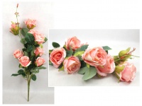 Kwiat RÓŻA wys. 72 cm, 7 łodyg (9 kwiatów 4x6-9x6 cm)  RÓŻOWA