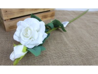 Kwiat RÓŻA wys. 76 cm (główka 12x6 cm, pąk) BIAŁA nakrapiana