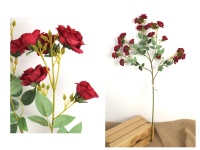 Kwiat RÓŻA wys. 82 cm, 5 ramion (kwiat 4x2,5 cm) CZERWONY