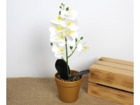 Kwiat STORCZYK silikonowy w plastikowej doniczce wys. 36 cm (8 kwiatów 6,5 cm) BIAŁY nakrapiany