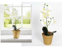 Kwiat STORCZYK silikonowy w plastikowej doniczce wys. 36 cm (8 kwiatów 6,5 cm) BIAŁY nakrapiany