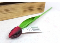Kwiat TULIPAN gumowy wys. 31 cm (kwiat 4,5x2 cm) BORDOWY cieniowany