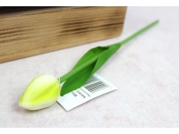 Kwiat TULIPAN gumowy wys. 31 cm (kwiat 4,5x2 cm) BIAŁO - ZIELONY