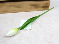 Kwiat TULIPAN gumowy wys. 31 cm (kwiat 4,5x2,5 cm) BIAŁO - ZIELONY