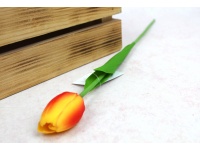 Kwiat TULIPAN gumowy wys. 41 cm (kwiat 4,5x3,5 cm) POMARAŃCZOWO-CZERWONY