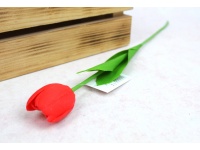 Kwiat TULIPAN gumowy wys. 41 cm (kwiat 4,5x3,5 cm) CZERWONY