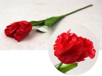 Kwiat TULIPAN Papuzi wys. 40 cm (kwiat 6x5 cm) CZERWONY - 1 szt