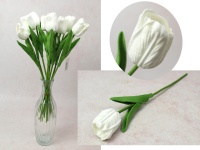 Kwiat TULIPAN piankowy wys. 34 cm (kwiat 4,5x3,5 cm) BIAŁY - 1 szt