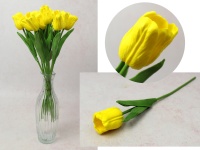 Kwiat TULIPAN piankowy wys. 34 cm (kwiat 4,5x3,5 cm) ŻÓŁTY - 1 szt