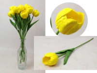 Kwiat TULIPAN piankowy wys. 40 cm (kwiat 5x4 cm)  ŻÓŁTY - 1 szt