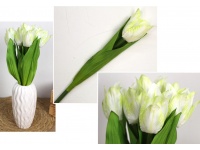 Kwiat TULIPAN pojedynczy 32 cm (kwiat 6,5x6,5 cm) - BIAŁO-ZIELONY