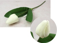 Kwiat TULIPAN wys. 40 cm (kwiat nierozwinięty 6x4 cm) BIAŁY - 1 szt