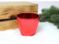 l Osłonka, doniczka dekoracyjna karbowanaCZERWONA plastik 9x8,5 cm