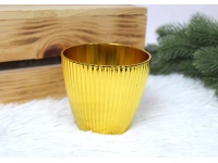 l Osłonka, doniczka dekoracyjna karbowana ZŁOTA plastik 9x8,5 cm