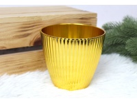 l Osłonka, doniczka dekoracyjna karbowana ZŁOTA plastik 11,5x10 cm
