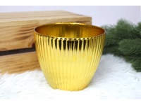 l Osłonka, doniczka dekoracyjna karbowana ZŁOTA plastik 13x11 cm