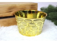l Osłonka, doniczka dekoracyjna tłoczona ZŁOTA plastik 15x9 cm