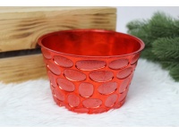 l Osłonka, doniczka dekoracyjna tłoczona CZERWONA plastik 15x9 cm