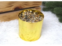 l Osłonka, doniczka dekoracyjna z kamykami i styropianem ZŁOTA plastik 10x10 cm