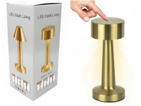 Lampa LED dotykowa stołowa, do sypialni, restauracji 3-stopniowa, bezprzewodowa 21x9 cm ZŁOTA