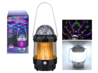Lampa LED, kempingowa z kulą disco i efektem płomienia 19x9 cm