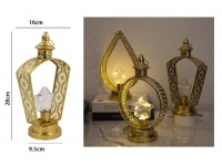 Lampa metalowa ażur trapez z GWIAZDĄ 30x16x9,5 cm ZŁOTA